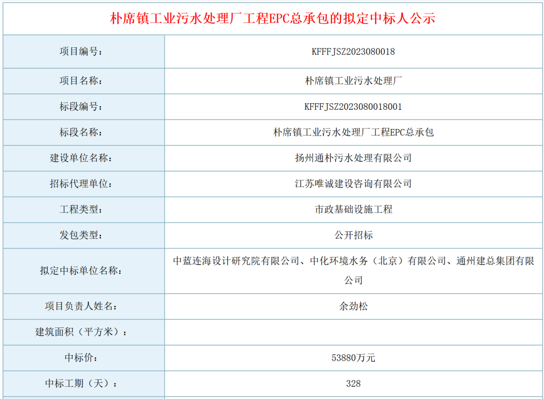 维基体育539亿元！中化环境联合体拟中标朴席镇工业污水处理厂工程EPC总承包